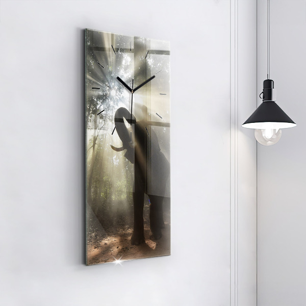 Modern vertical wall clock Elephant in the jungle