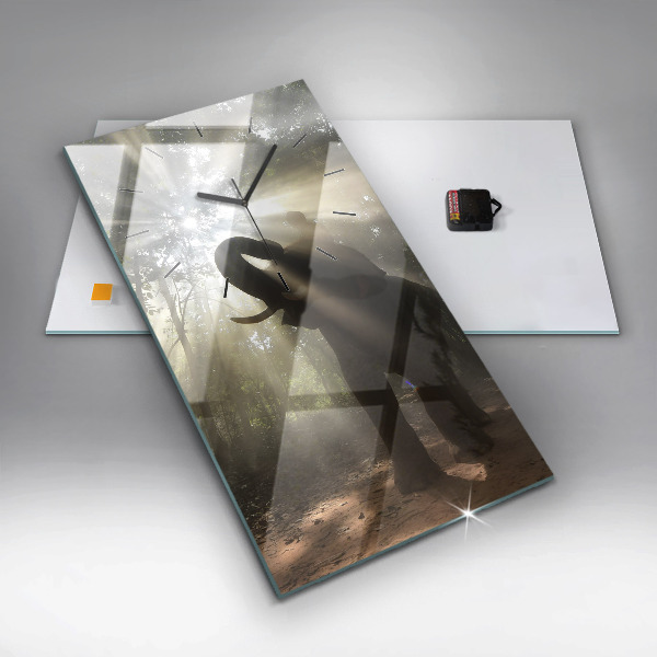 Modern vertical wall clock Elephant in the jungle