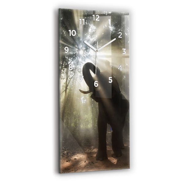 Modern vertical wall clock Elephant in the jungle