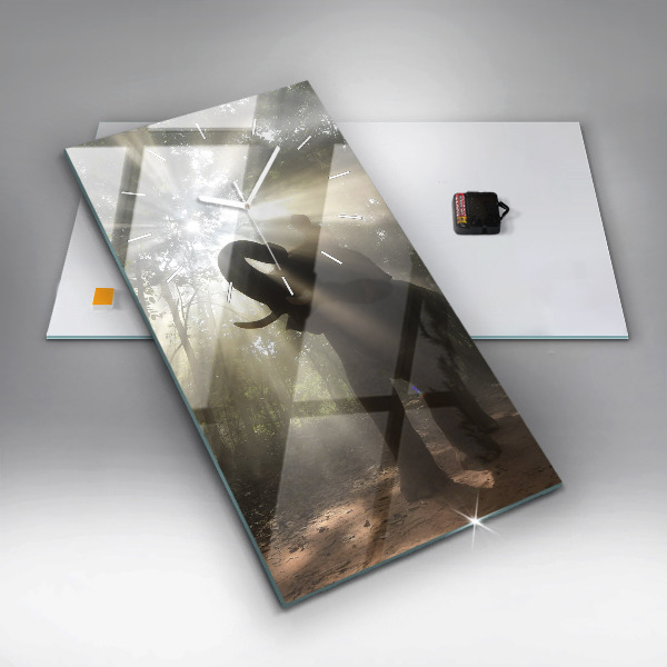 Modern vertical wall clock Elephant in the jungle
