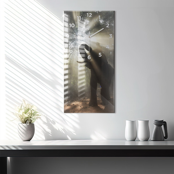 Modern vertical wall clock Elephant in the jungle
