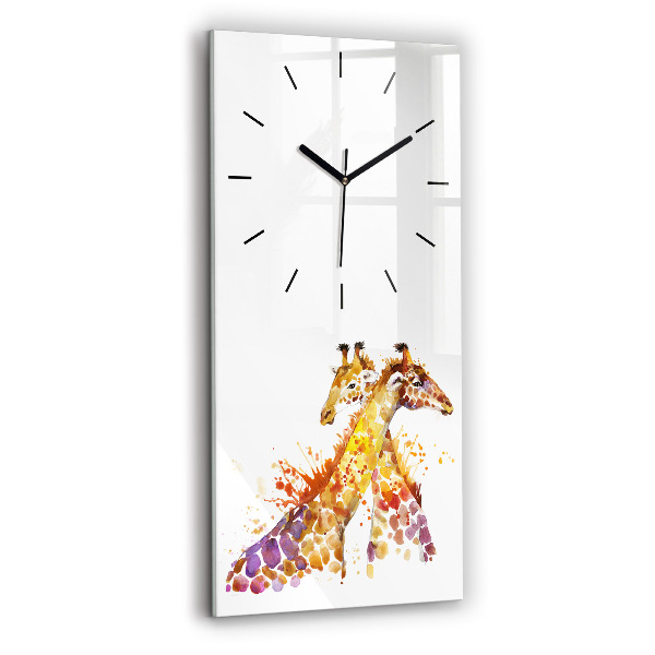 Modern vertical wall clock Giraffe - watercolor