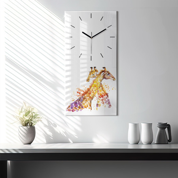 Modern vertical wall clock Giraffe - watercolor