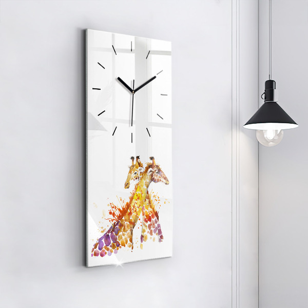 Modern vertical wall clock Giraffe - watercolor