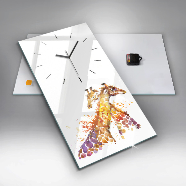 Modern vertical wall clock Giraffe - watercolor