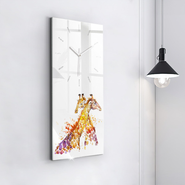 Modern vertical wall clock Giraffe - watercolor