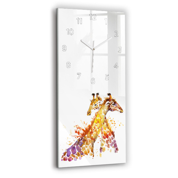 Modern vertical wall clock Giraffe - watercolor