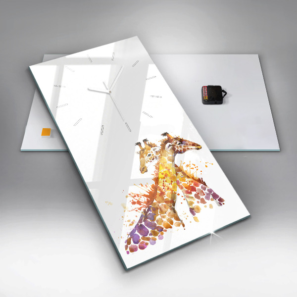 Modern vertical wall clock Giraffe - watercolor