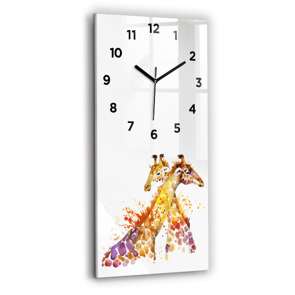 Modern vertical wall clock Giraffe - watercolor