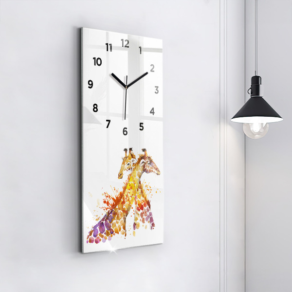Modern vertical wall clock Giraffe - watercolor