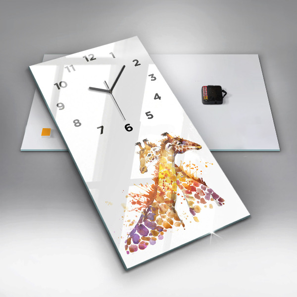 Modern vertical wall clock Giraffe - watercolor