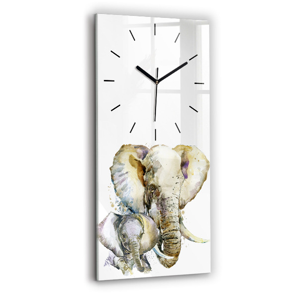 Modern vertical wall clock Painted animals elephants