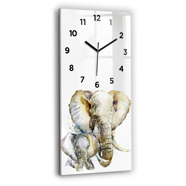Modern vertical wall clock Painted animals elephants