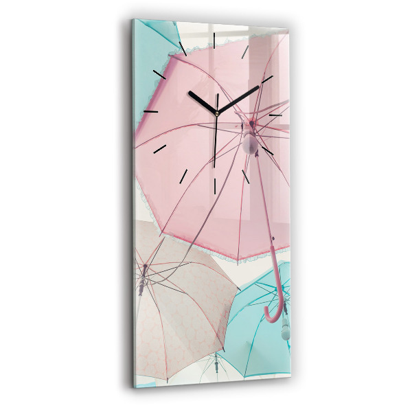 Modern vertical wall clock Pastel umbrellas