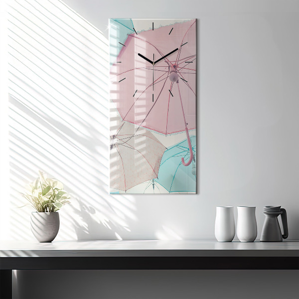 Modern vertical wall clock Pastel umbrellas