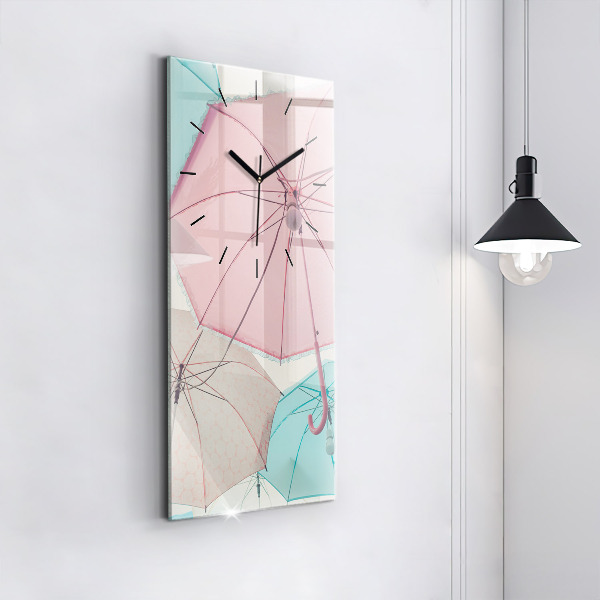 Modern vertical wall clock Pastel umbrellas