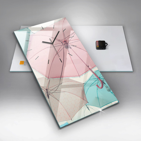 Modern vertical wall clock Pastel umbrellas