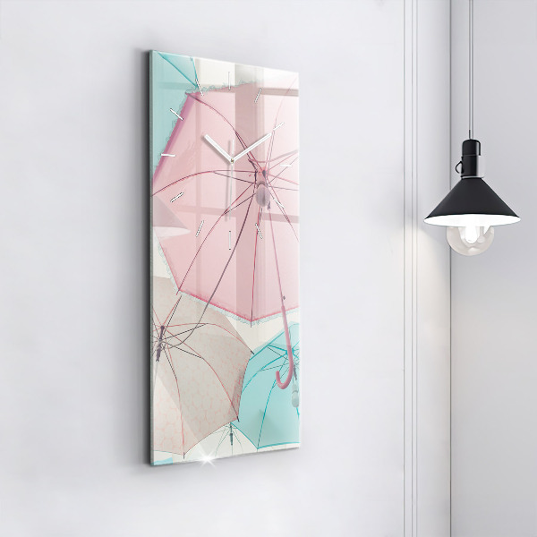 Modern vertical wall clock Pastel umbrellas