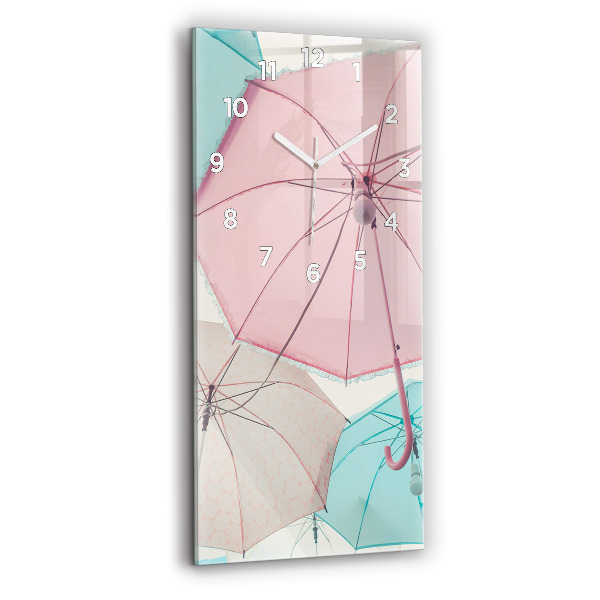 Modern vertical wall clock Pastel umbrellas