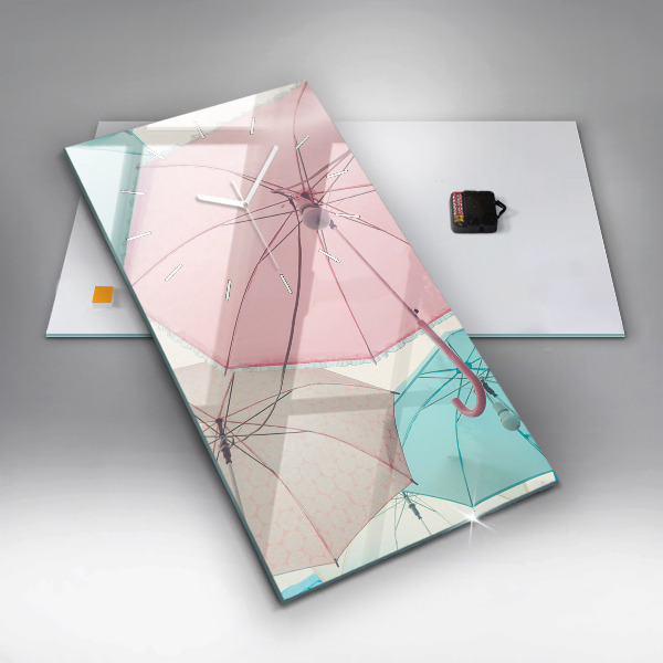 Modern vertical wall clock Pastel umbrellas