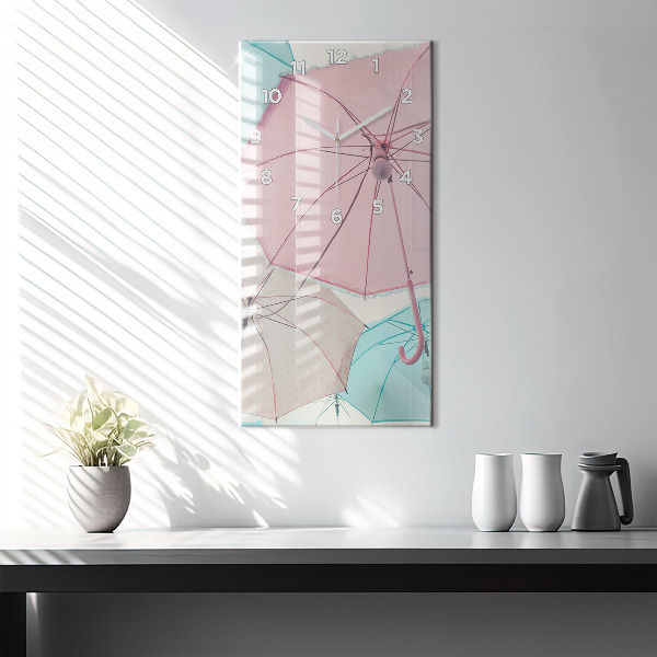 Modern vertical wall clock Pastel umbrellas