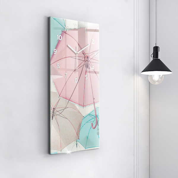 Modern vertical wall clock Pastel umbrellas