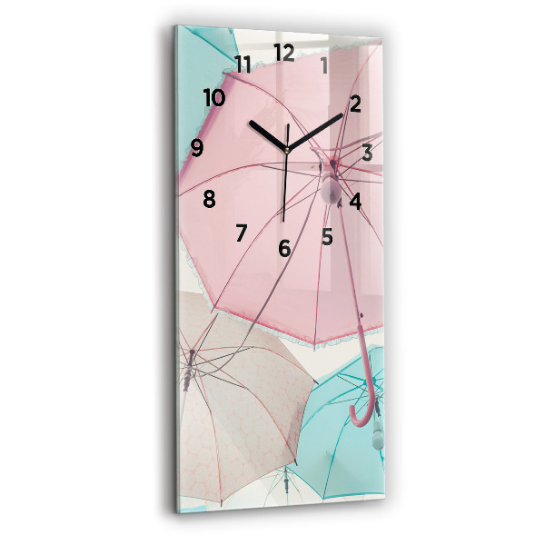 Modern vertical wall clock Pastel umbrellas