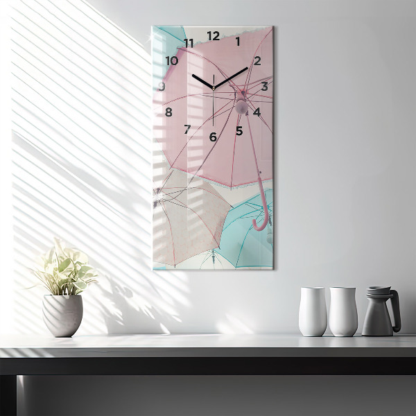 Modern vertical wall clock Pastel umbrellas
