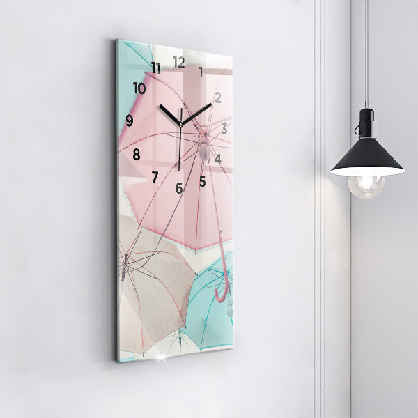 Modern vertical wall clock Pastel umbrellas