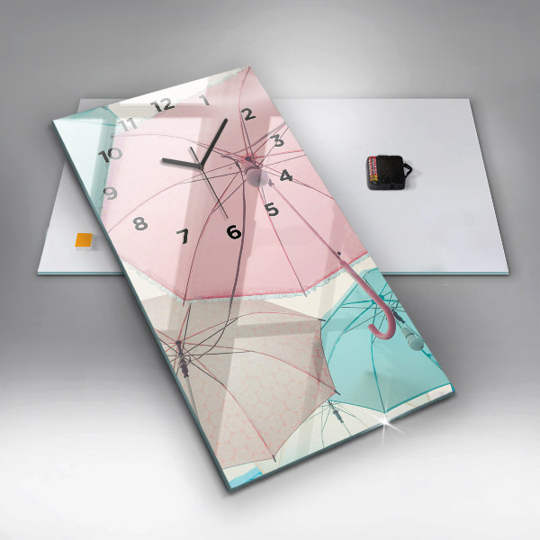 Modern vertical wall clock Pastel umbrellas