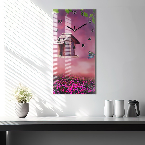 Modern vertical wall clock Birdhouse