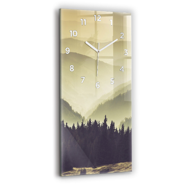 Modern vertical wall clock Misty mountain slopes