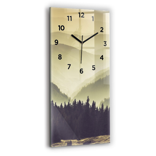 Modern vertical wall clock Misty mountain slopes