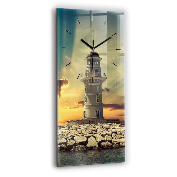 Modern vertical wall clock Lighthouse on the water