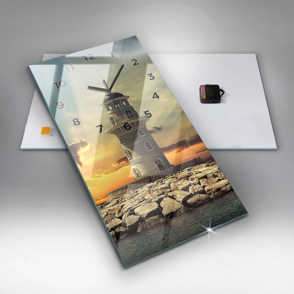 Modern vertical wall clock Lighthouse on the water
