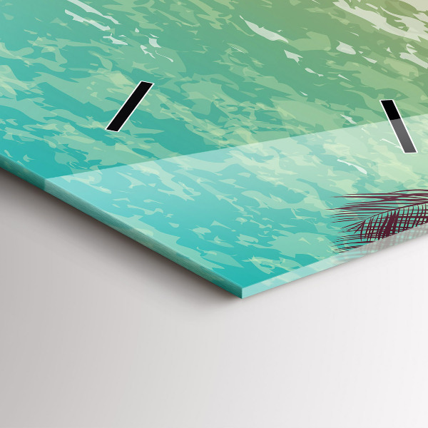 Modern vertical wall clock Tropical palm trees