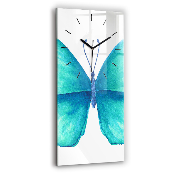 Modern vertical wall clock Turquoise Summer Butterfly