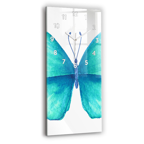 Modern vertical wall clock Turquoise Summer Butterfly