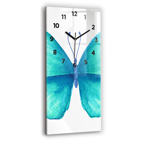 Modern vertical wall clock Turquoise Summer Butterfly