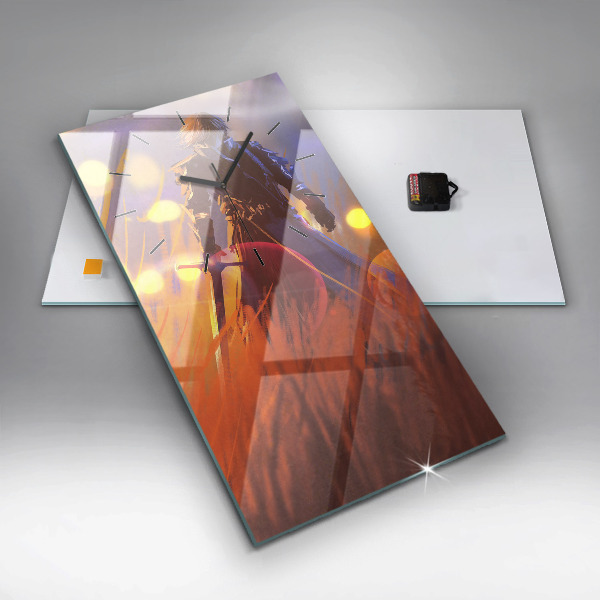 Modern vertical wall clock Knight with a sword