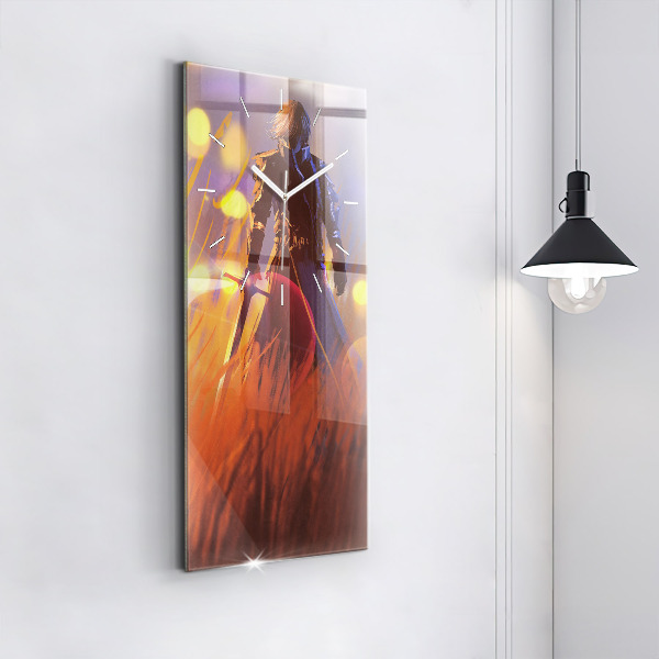 Modern vertical wall clock Knight with a sword