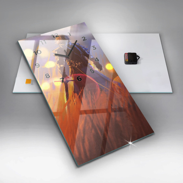 Modern vertical wall clock Knight with a sword
