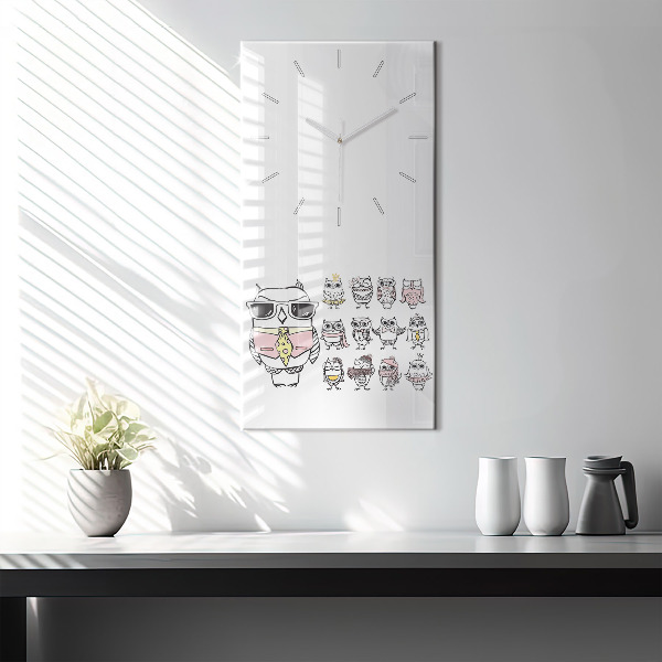 Modern vertical wall clock Vintage Owl Poster