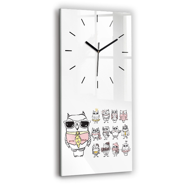 Modern vertical wall clock Vintage Owl Poster