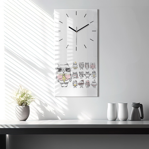 Modern vertical wall clock Vintage Owl Poster