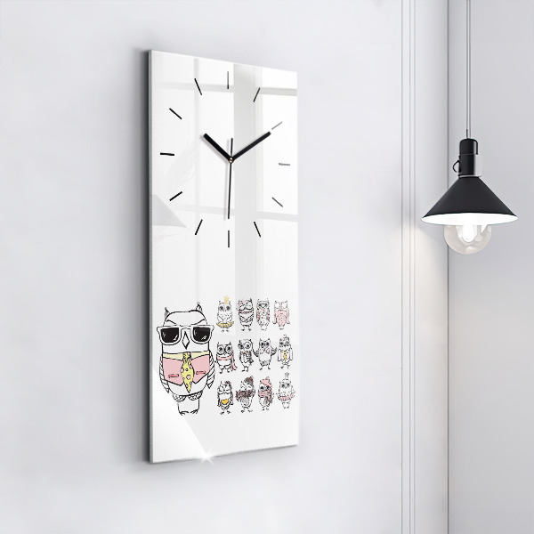 Modern vertical wall clock Vintage Owl Poster