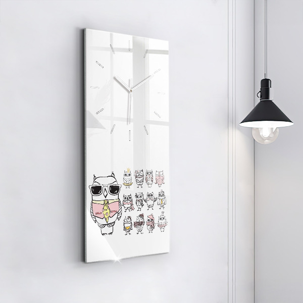 Modern vertical wall clock Vintage Owl Poster