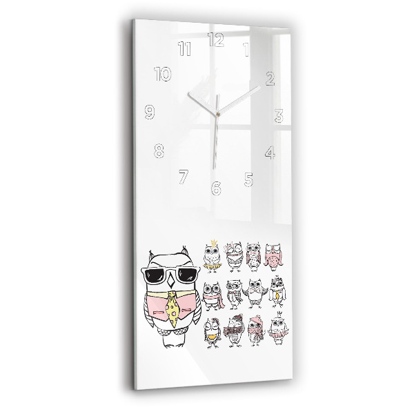 Modern vertical wall clock Vintage Owl Poster