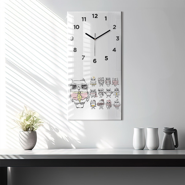 Modern vertical wall clock Vintage Owl Poster