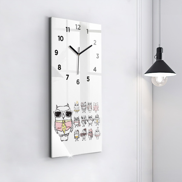 Modern vertical wall clock Vintage Owl Poster